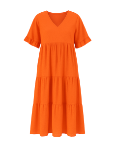Robe évasée à volants – Orange vif